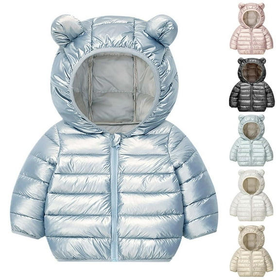 Children's Windproof Jacket Waterproof Toddler Kids Boys Girls Winter Fleece Padded Jacket Hooded Zip Jacket Coat Fall Fashion Essential Sweatshirt