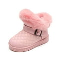 thumbnail image 1 of Children's Winter Boots Snow Waterproof Anti-slip Warm Fleece Lined Short Boots for Toddlers Kids Girls and Boys Solid Color Artificial Leather, 1 of 8