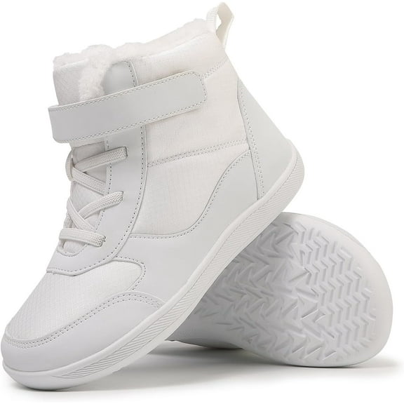 Children’s Winter Boots with Wide Toe Box Waterproof Zero Drop Sole Minimalist Barefoot Hiking Snow Boots for Girls and Boys Non-Slip Plush Lining Ankle Snow Boots for Toddler/Little Kids/Big Kids
