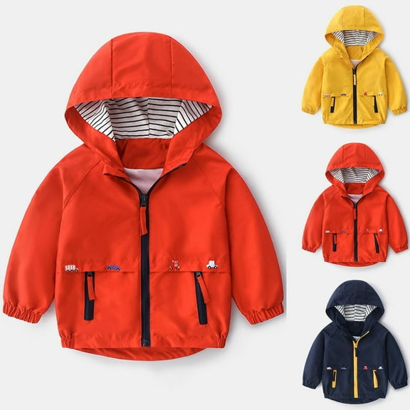 Children's Winter Coat Waterproof Rain Jacket Printed Long Sleeved Hooded Zipper Jacket With Pockets Casual And Comfortable Jacket Fall Fashion Essential Sweatshirt