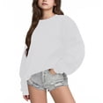 thumbnail image 1 of Children's Winter Crewneck Oversized Sweatshirts Girls Basic Pullover Fall Fashion Blouses Tops Boy Hoodies with Pockets White 6-7Y, 1 of 5