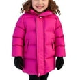thumbnail image 1 of Children's Winter Down Jackets Solid Color Long Sleeved Full Zipper Padded Hooded Coats Casual Warm Thickened Outwear Jacket Hot Pink 8-9 Years, 1 of 4