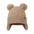 thumbnail image 1 of Children's Winter Hats Knit Winter Beanie Hats with Double Pom Ear Flaps Cap Soft Warm Winter Knit Cap for Boys, 1 of 3