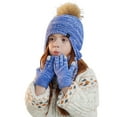 thumbnail image 1 of Children's Winter Hats with Ear Flaps Scarf Glove Set, Knitted Lined Beanies Cap for 4-10 Years Boys Girls, 1 of 7