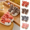 thumbnail image 1 of Children's Winter Rabbit Boys/Girls' Warm Non Slip Home Plush Slippers Coffee qILAKOG Size 32, 1 of 4