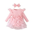 thumbnail image 1 of Children's Winter Rompers Baby and Girl'S Solid Color Jumpsuit with Round Neck Long Sleeves and Triangular Shape New Casual Winter Jumpsuits Pinks 9 Months, 1 of 3