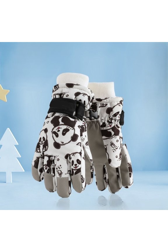 Children's Winter Ski Gloves - Cartoon Pattern, Soft & Comfortable, One Size Fits All for Ages 4-13, Unisex Design