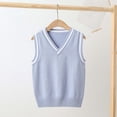 thumbnail image 1 of Children’s Winter Solid Knitted College Style V-Neck Sweater Vest Soft Polyester Fashion Pullover Sleeveless Warm Breathable Stylish Casual Daily Birthday Home Travel Boys Girls Multiple Sizes, 1 of 5