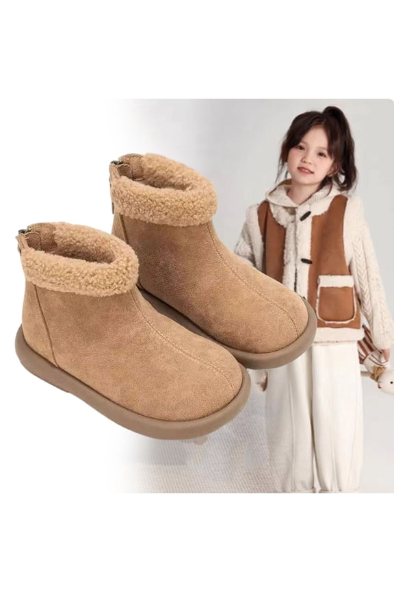 Children's Winter Velvet Short Boots Fleece Lined Casual Footwear for Warmth Everyday Use Comfort Fit