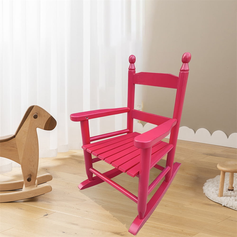 Pink wooden rocking deals chair