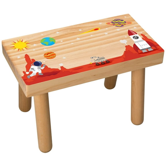 Childrens Wooden Step Stool, Space Galaxy Design
