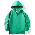 thumbnail image 1 of Children's Zip Up Hoodies Fashion Fall Teen Girls Long Sleeved Hooded Sweatshirt with Pockets Winter Warm Sports Jacket Green 11-12Years, 1 of 3