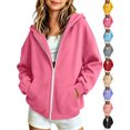 thumbnail image 1 of Children's Zip Up Hoodiesp Oversized Hooded Sweatshirt Kids Fashion Solid Color Long Sleeve With Pocket Warm Zipper For Girls And Boys, 1 of 9