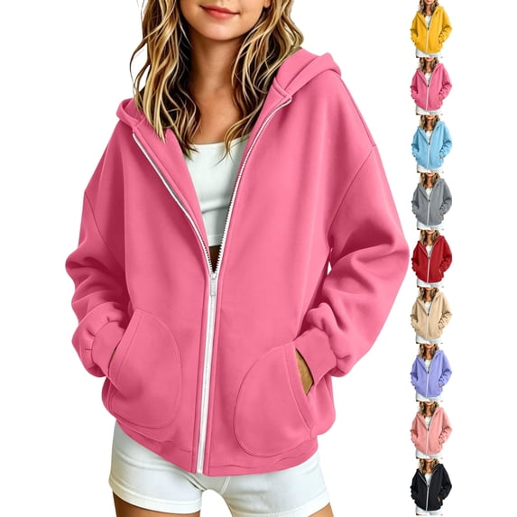Children's Zip Up Hoodiesp Oversized Hooded Sweatshirt Kids Fashion Solid Color Long Sleeve With Pocket Warm Zipper For Girls And Boys