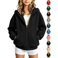 thumbnail image 1 of Children's Zip Up Hoodiesp Oversized Hooded Sweatshirt Kids Fashion Solid Color Long Sleeve With Pocket Warm Zipper For Girls And Boys, 1 of 9