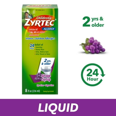 Children's Zyrtec 24 Hour Allergy Syrup, Cetirizine, Grape, 8 fl. oz