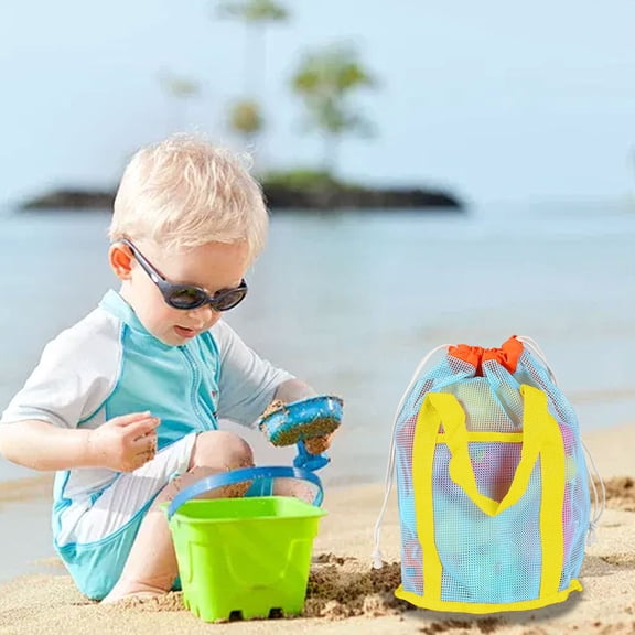 Children's beach toy storage tote bag, large capacity mesh beach bag for sand, pool and outdoor play, breathable, quick-dry and reusable storage solution