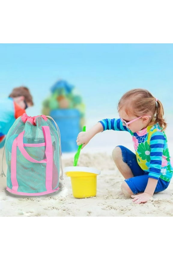 Children's beach toy storage tote bag, large capacity mesh beach bag for sand, pool and outdoor play, breathable, quick-dry and reusable storage solution