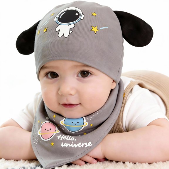Children's cap set head cap with ears handsome cute baby fashion cartoon universe set head cap