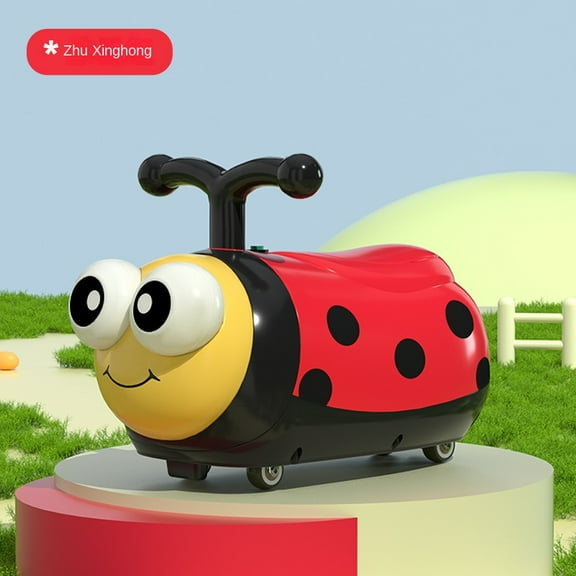 Children's cartoon cute ladybug 1-3 years old music twist bike baby pedal-less scooter