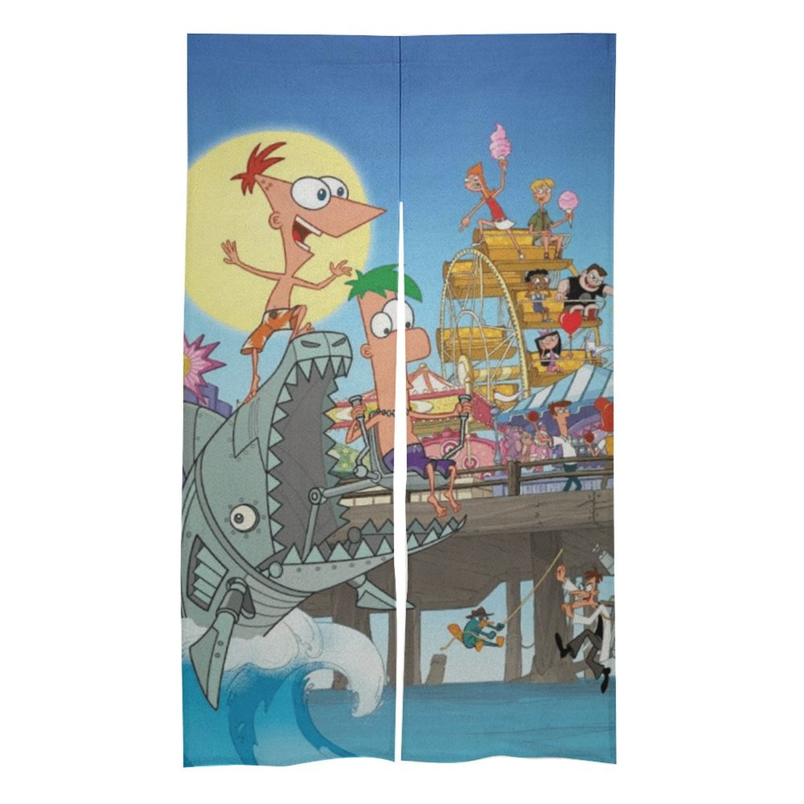Children's cartoon door curtain Phineas And Ferb suitable for children ...