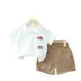 thumbnail image 1 of Children's clothing, boys' summer set, children's foreign style, fashionable Korean version pocket, puppy short sleeved two-piece set, boys' summer style, 1 of 3