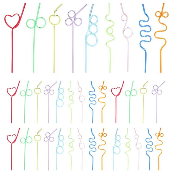 Children's curly straws, crazy straw curling novel for bag fillings, 36 pieces