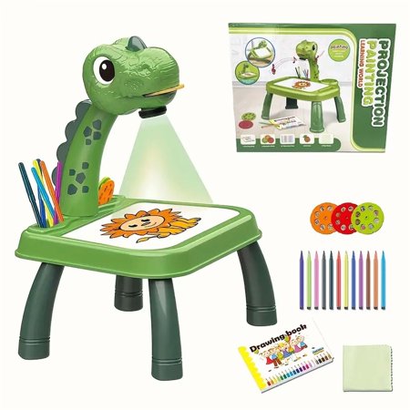 Auto Beyond Children's drawing projector, drawing board with music, Tyrannosaurus Rex writing pad - large, stickers, pencils, crayons, etc., for boys ages 3 and up
