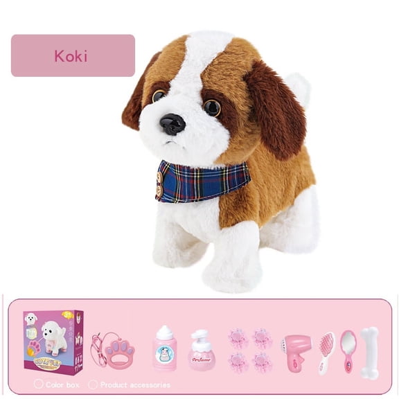 Children's electric leash dog will bark walking removable simulation plush teddy pet cat little girl toys
