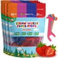thumbnail image 1 of Children's floss sticks-straw wheat handle floss sticks|fine line and tear-resistant|fluoride-free and gluten-free|colorful giraffe floss sticks|certified and vegan (strawberry flavor, 200 pack), 1 of 4
