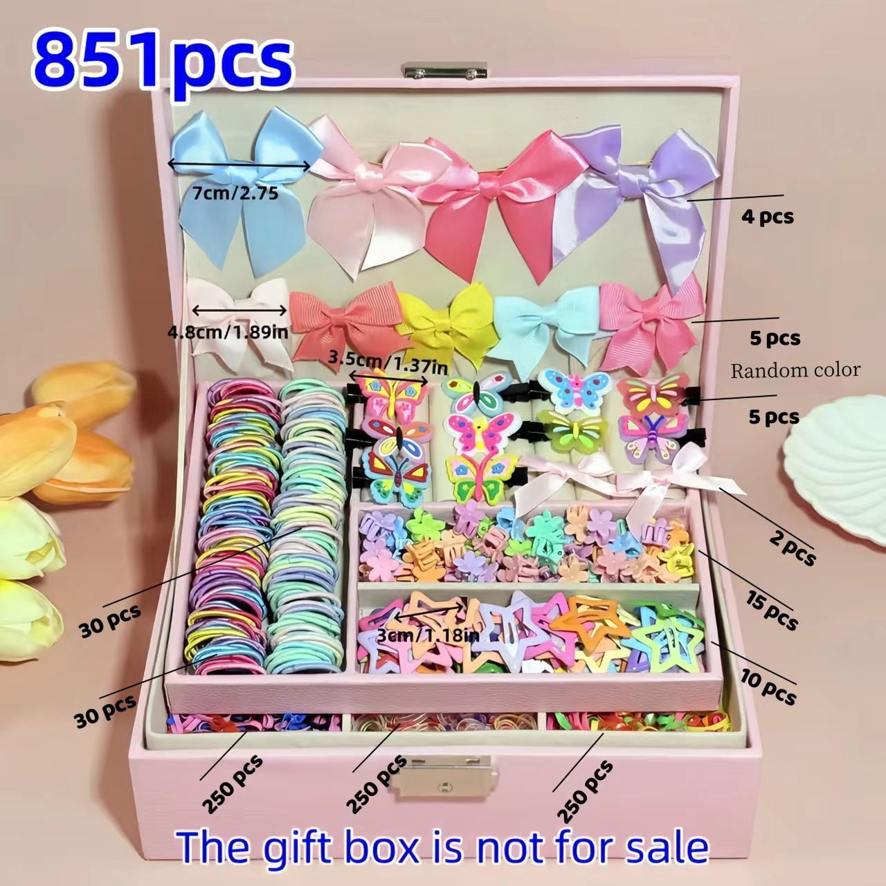 Children's hair clips, hair ties, hair accessories set box, elastic hair accessories set