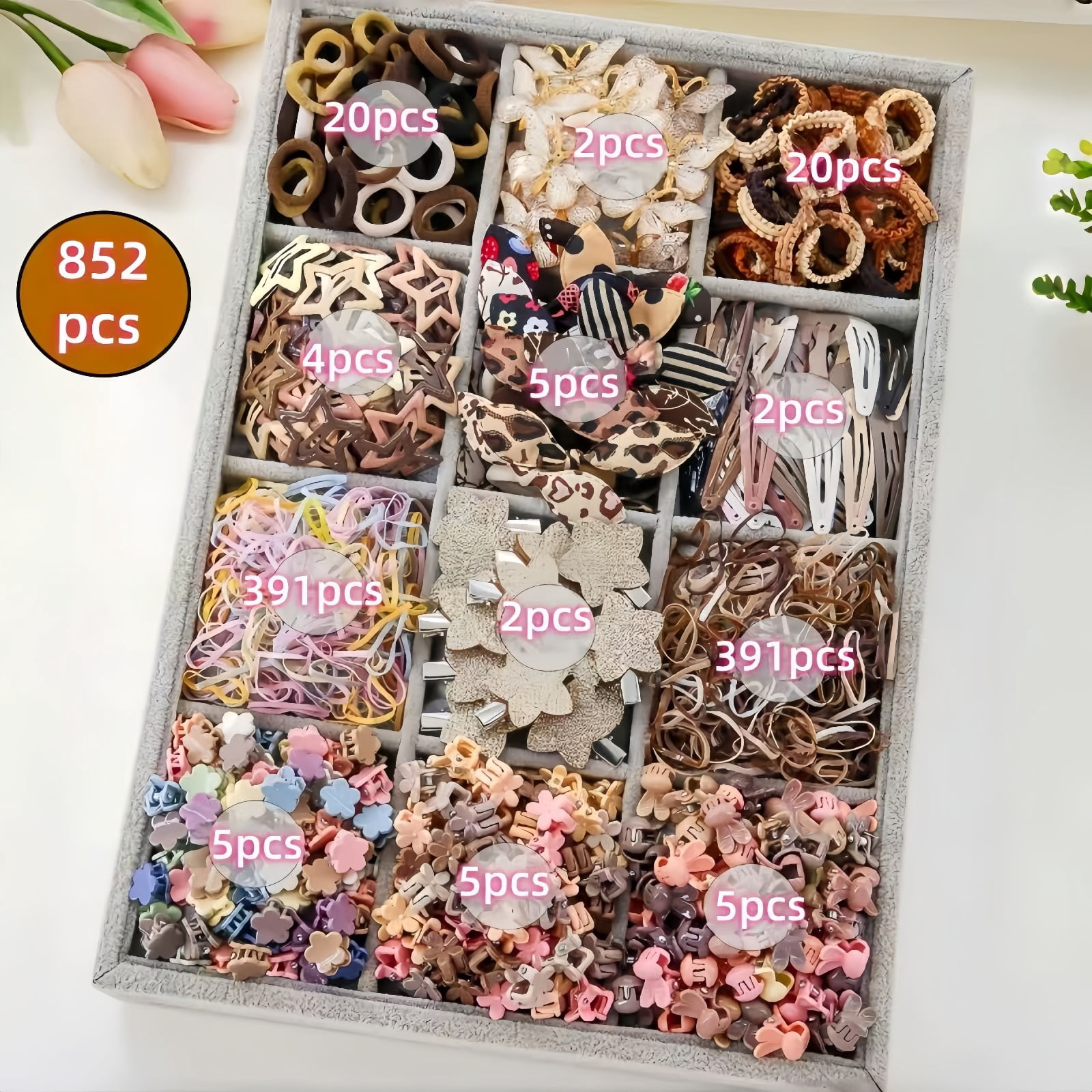 Children's hair clips, hair ties, hair accessories set box, elastic hair accessories set
