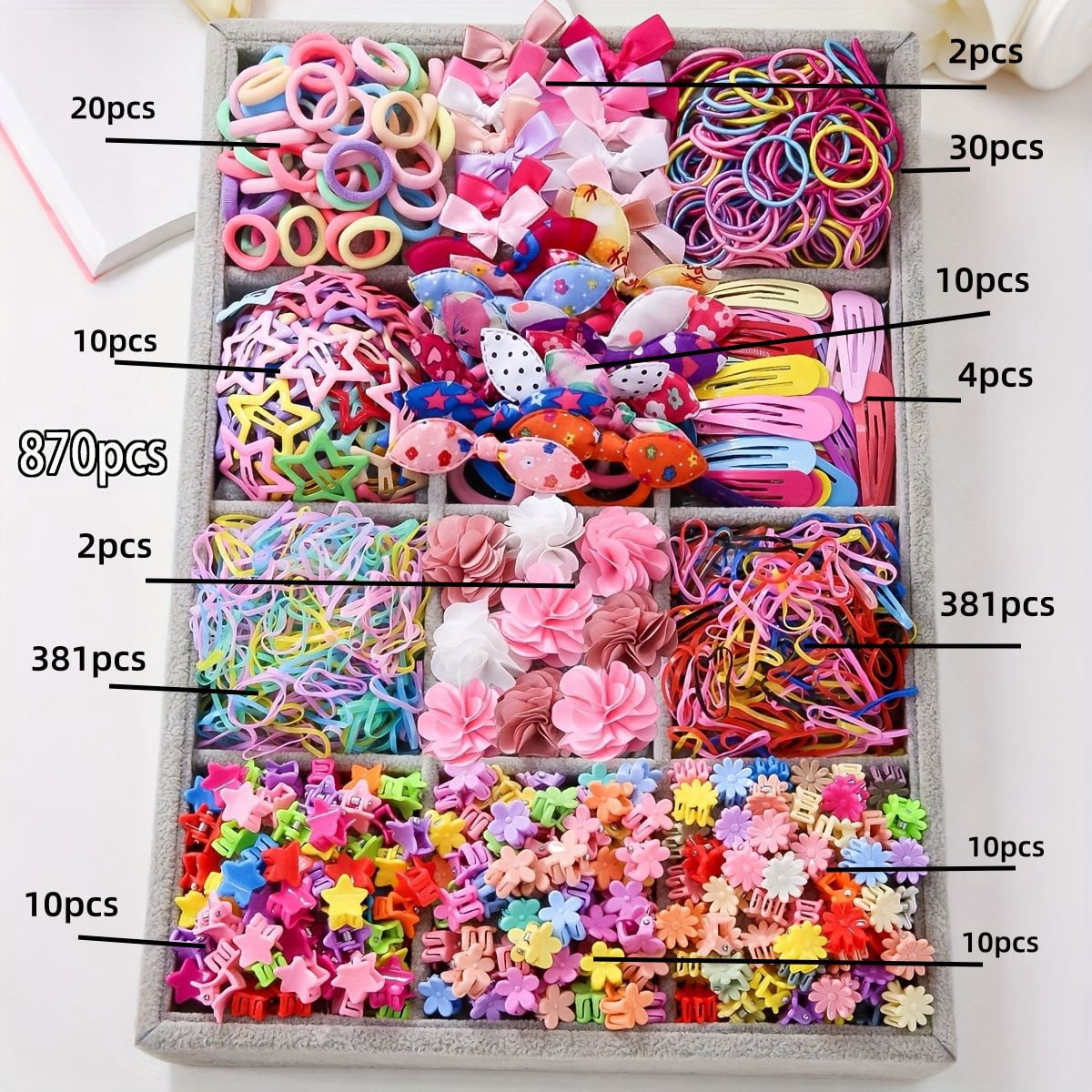 Children's hair clips, hair ties, hair accessories set box, elastic hair accessories set