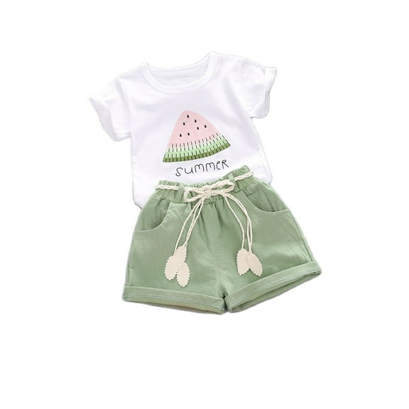 Children's leisure summer two-piece casual children's clothing girls' printed clothing sets 1-4 years old.