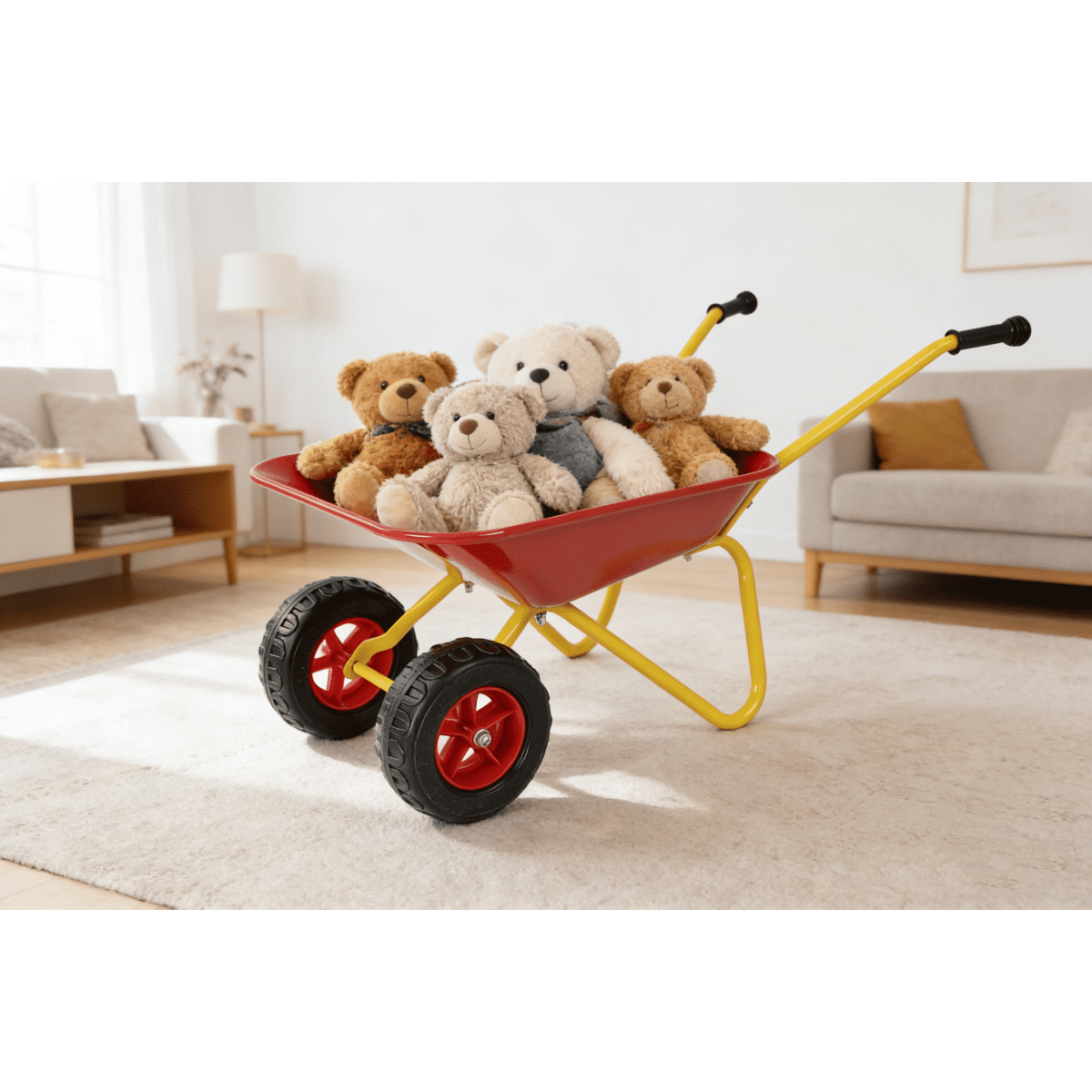 Children's metal trolley, Load-bearing capacity: 33LBS,children's heavy vehicle, metal structure two-wheeled trolley, steel pallet, can be used in gardens, loading leaves, soil, sand, etc. (red)