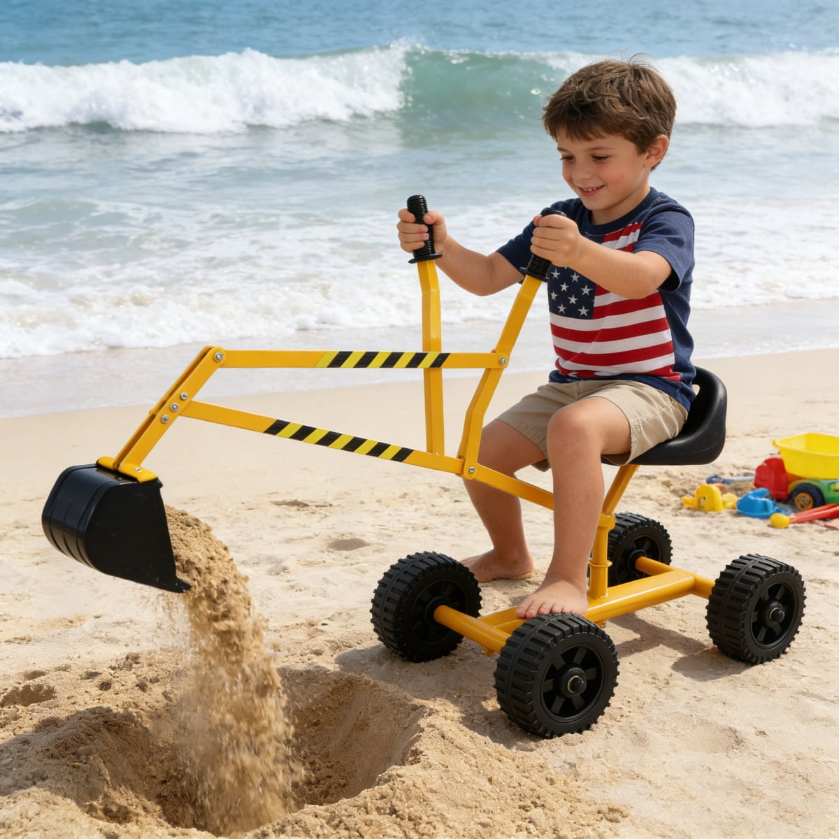 Children's metal trolley, Load-bearing capacity: 33LBS,children's heavy vehicle, metal structure two-wheeled trolley, steel pallet, can be used in gardens, loading leaves, soil, sand, etc. (red)