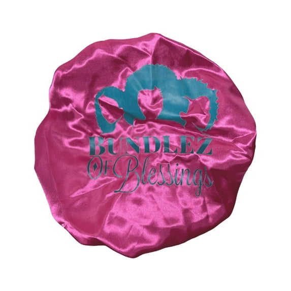 Children's pink satin bonnet
