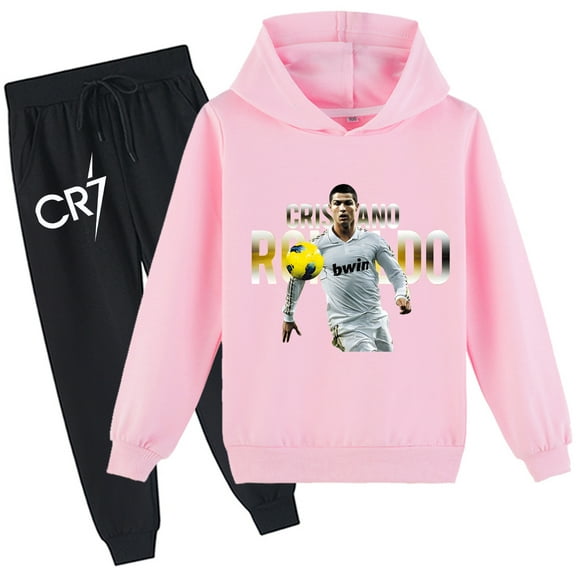 Children's pullover hoodie with sweatpants, Cristiano Ronaldo print, 2-piece, spring autumn use.