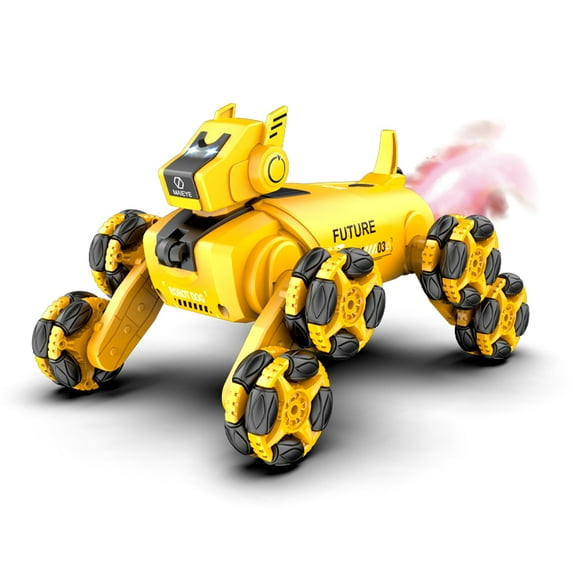 Children's robot toy car, electric dual remote control toy dog, intelligent robot dog, eight wheel stunt mechanical dog toy