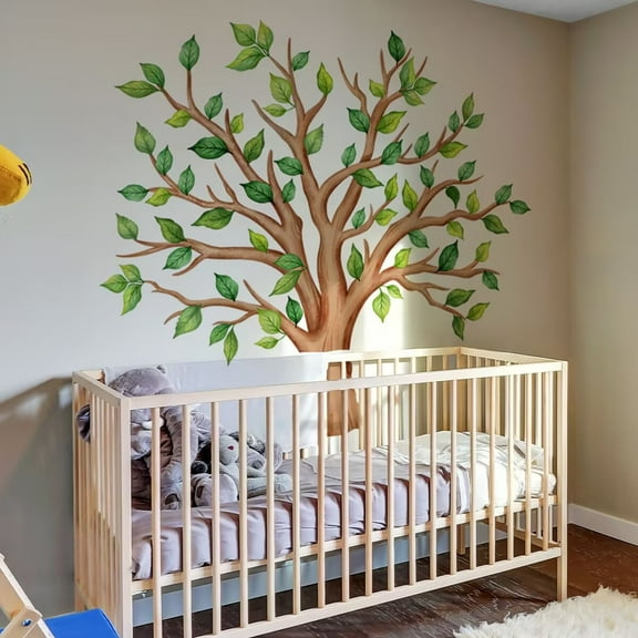 Large Tree Wall Decals Green Plants Jungle Wall Stickers for Kids Room Classroom Nursery Bedroom Home Decor Peel and Stick Art Murals for Bedroom Nursery Office