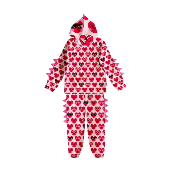 Children's sweat set with Valentine's Day Hearts Letter Print Kid's Sweatpants tracksuit