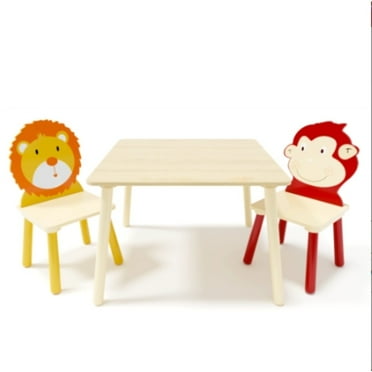 Children's table and chair set, wooden game table, fun game tools