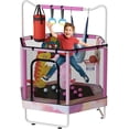 thumbnail image 1 of Baxluxe Toddler Trampoline for Kids Ages 3-8, 55in 7-in-1 Upgraded Indoor Trampoline with Net ,500lbs Capacity Safe Trampoline,Inside Pink Mini Trampoline Boys Girls Outdoor Adjustable Height, 1 of 7