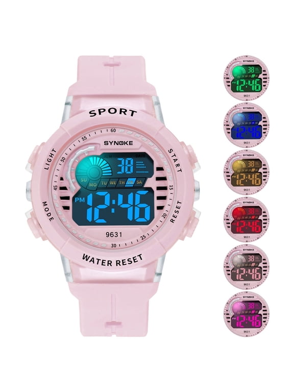 Teen Digital Sports Plastic Band Wristwatch, Pink
