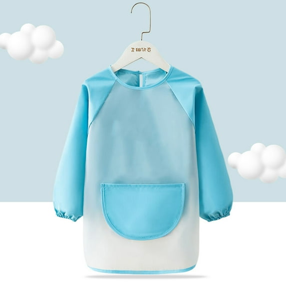 Children's waterproof apron long sleeved design with large chest pocket and adjustable elastic strap design for painting, cooking, baking, and gardening children's apron - size 100