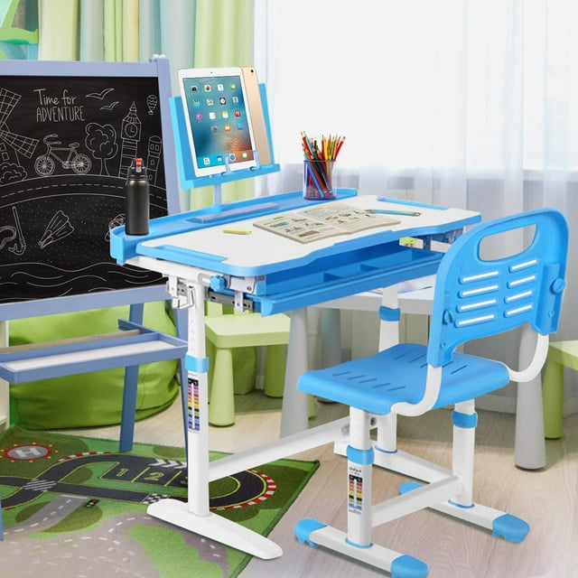 Children study desk, kid desk, boy and girl homework desk and chair set
