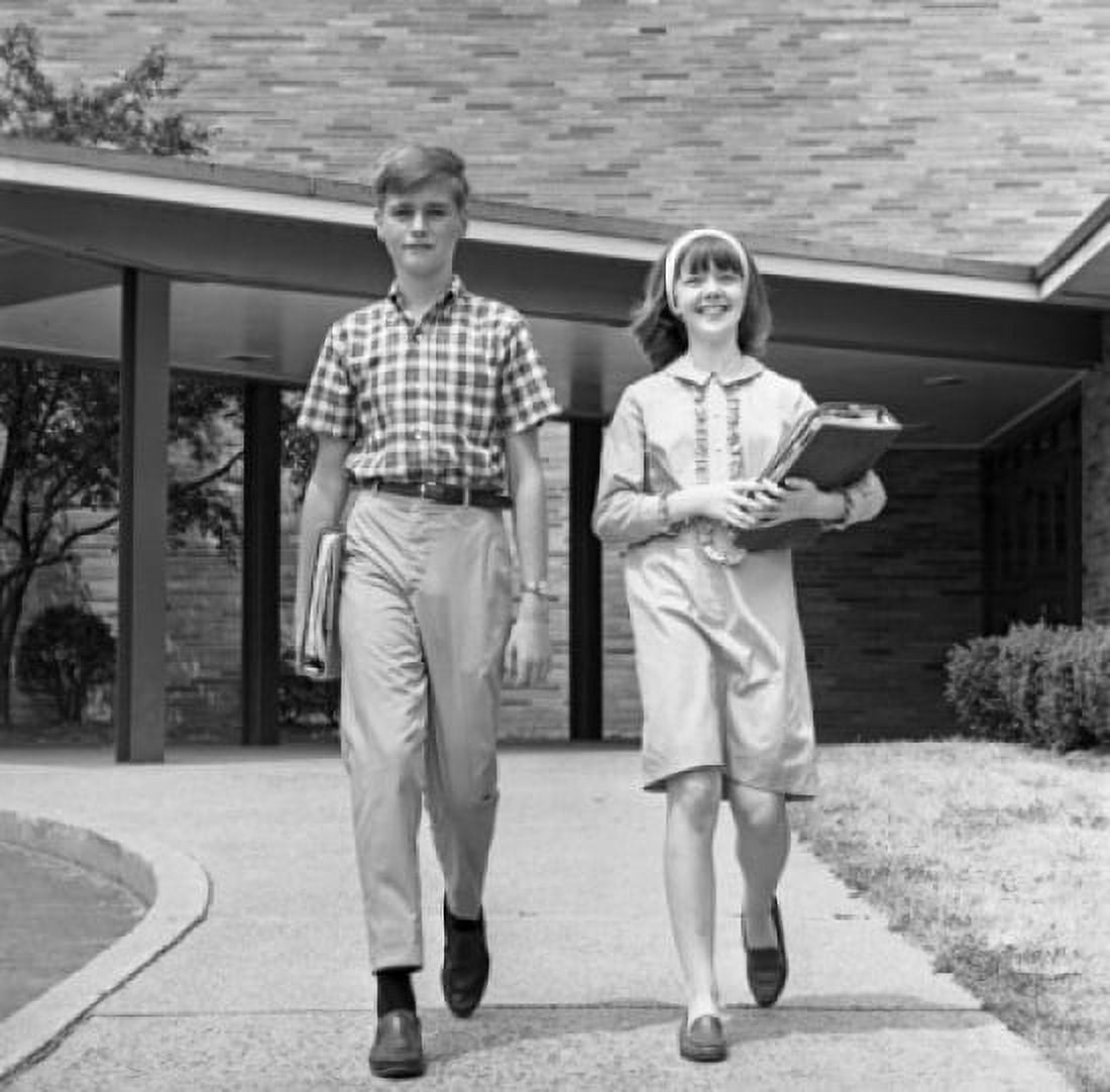 Children walking from school Canvas Art - (24 x 36)