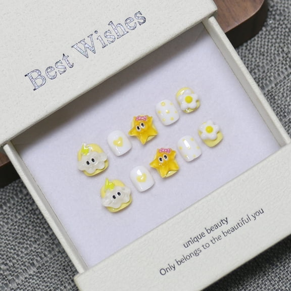 [Children wearing armor] Japanese cartoon cute little eyes nail patch resin removable fake nail wholesale