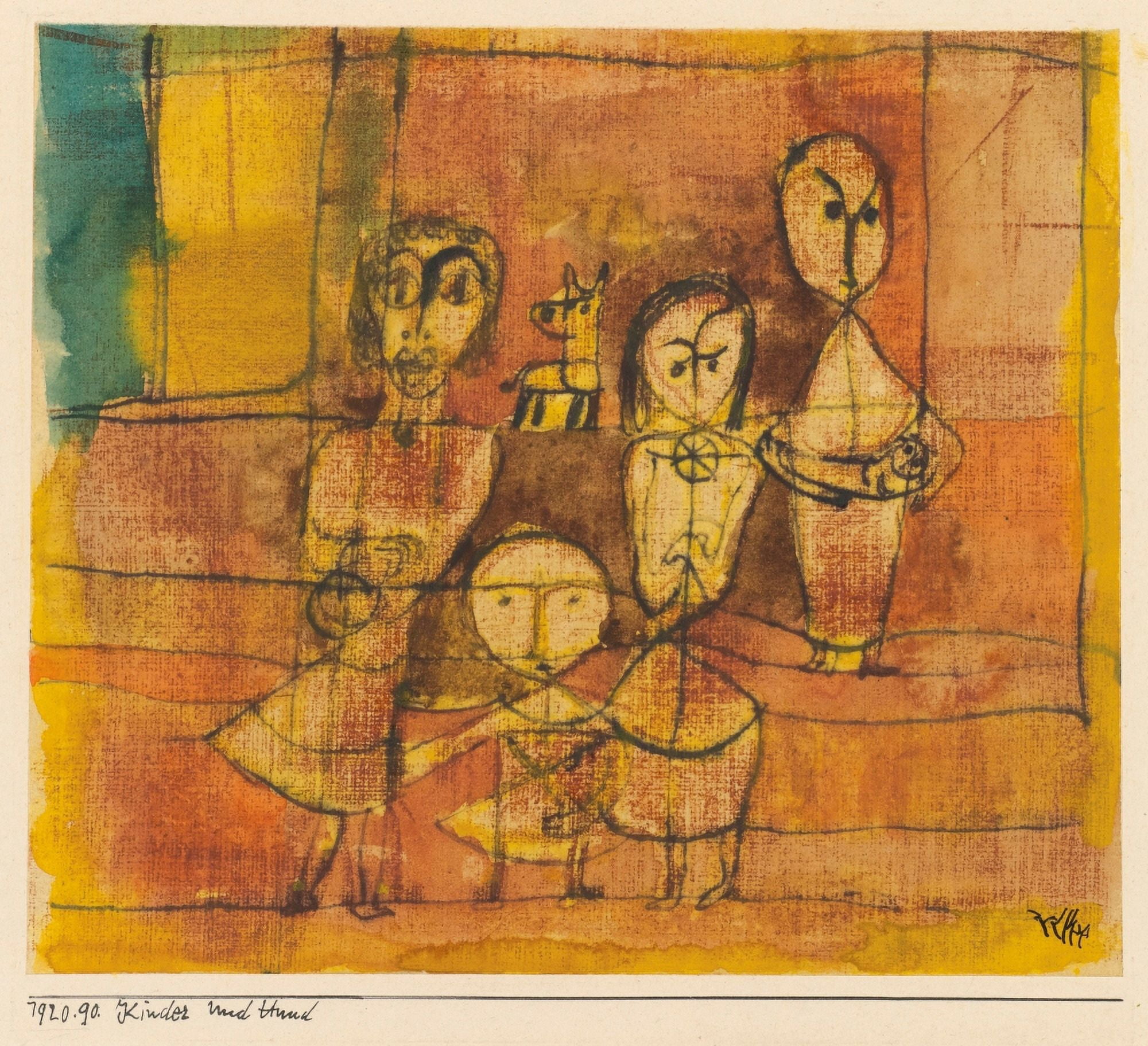 Children with Dog 1920 Canvas Art - Paul Klee (18 x 24)