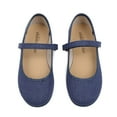 thumbnail image 1 of Childrenchic Mary Jane Flats with Hook and Loop Straps – Girls' Shoes for School, Weddings and Casual Wear (Canvas - Blue Indigo, 25 M EU/8.5 M US Toddler), 1 of 6